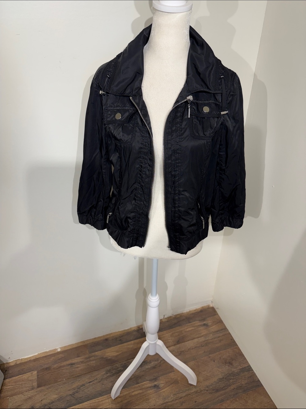 White House Black Market Women’s Black Lightweight Zip-Up Jacket